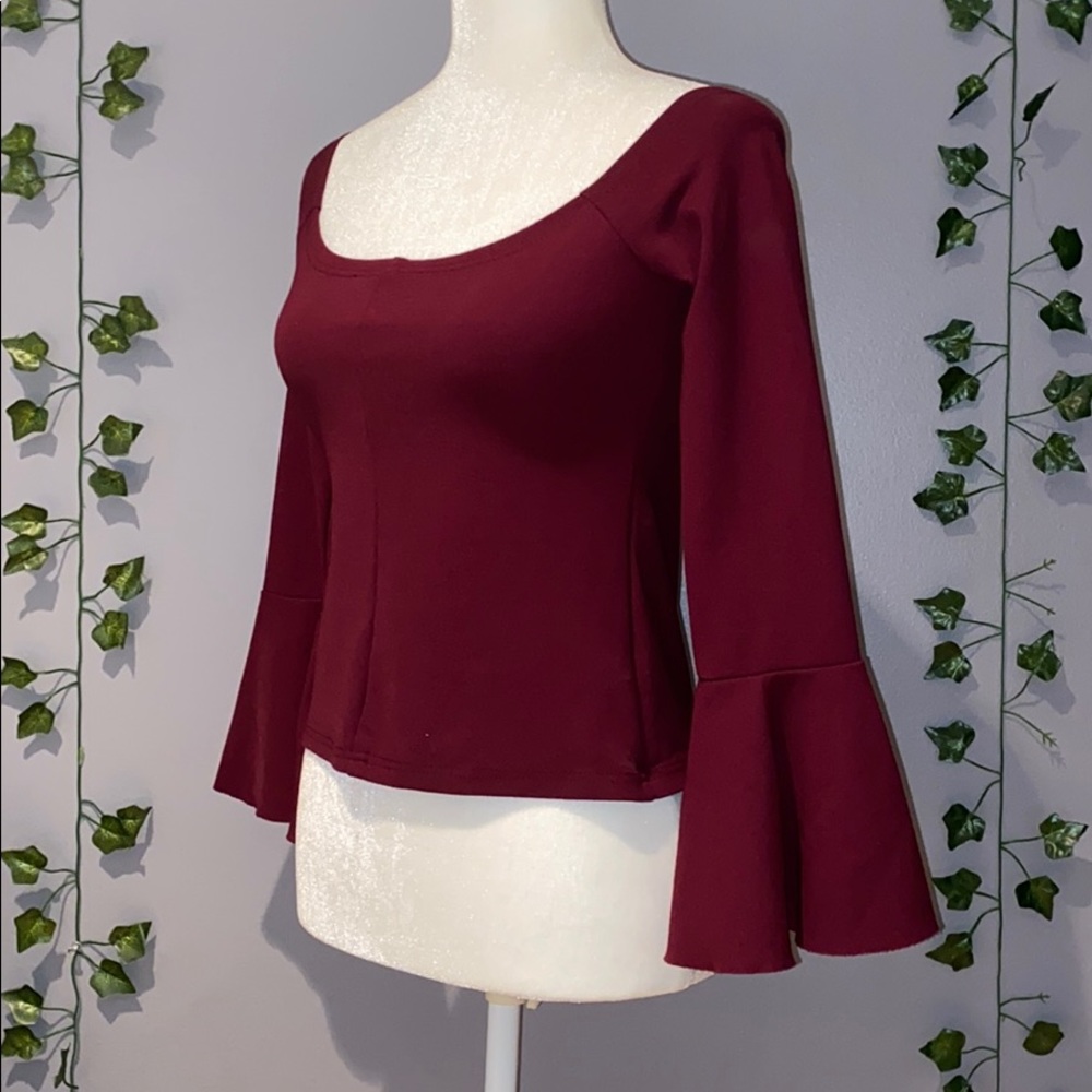 Women’s Nordstrom Maroon Off Shoulder Long Sleeve Blouse Small - Picture 13 of 16